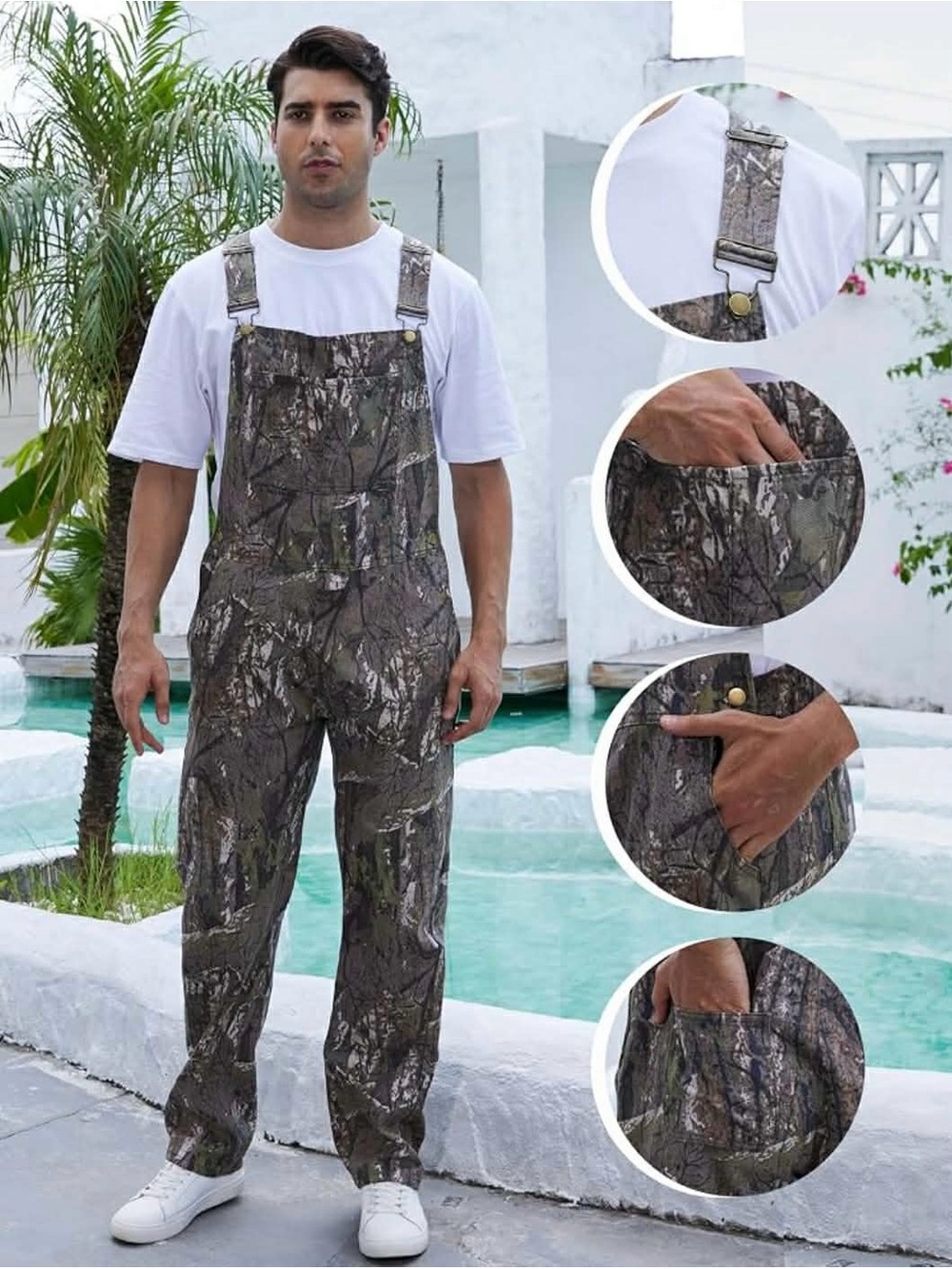 Men's Camouflage Utility Bib Overalls - Camouflage XXL NWT